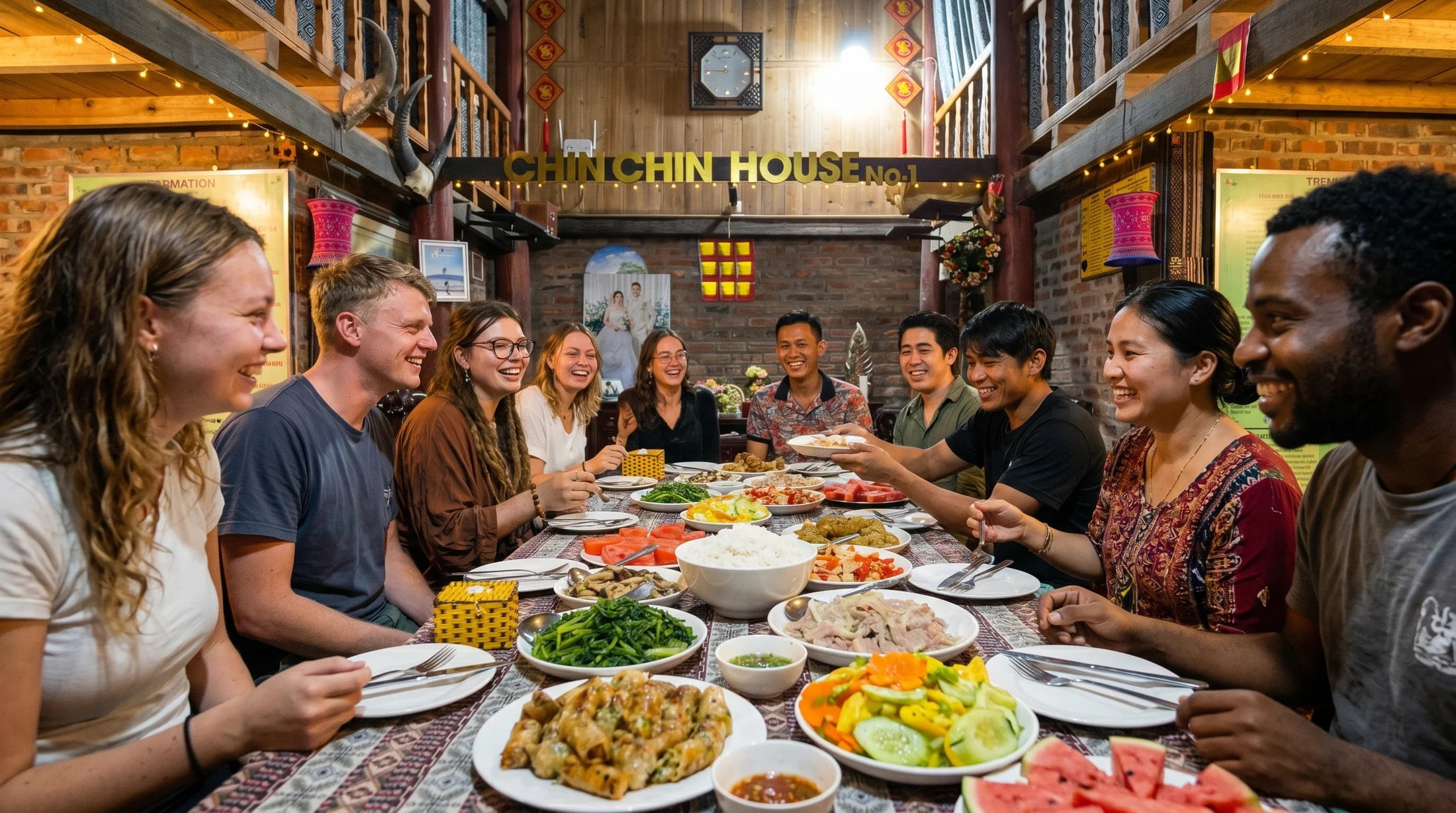 Chin Chin House — family dinner at the shared table